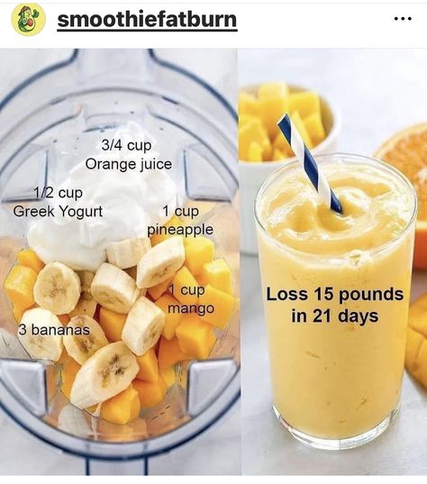 Pineapple Banana Smoothie, Fruit Smoothie Recipes Healthy, Easy Healthy Smoothies, Smoothie Recipes Healthy Breakfast, Mango Pineapple, Smoothie Drink Recipes, Healthy Drinks Smoothies, Lose 15 Pounds, Easy Smoothie Recipes