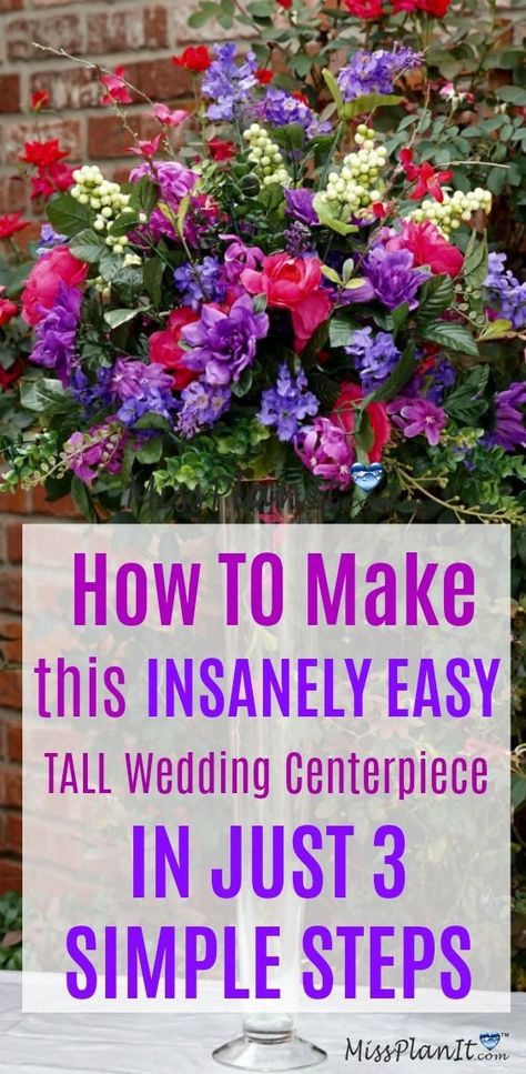 Easy Diy Flower Centerpieces, Diy Tall Flower Centerpieces, Tall Wedding Centerpieces Diy, Rehearsal Dinner Decorations Table Flower Centerpieces, Flower Ball Centerpiece Wedding, Tall Wedding Centerpieces Elegant, Diy Tall Centerpieces Wedding, Dollar Tree Wedding Centerpieces Tall Vases, Tall Purple Centerpieces