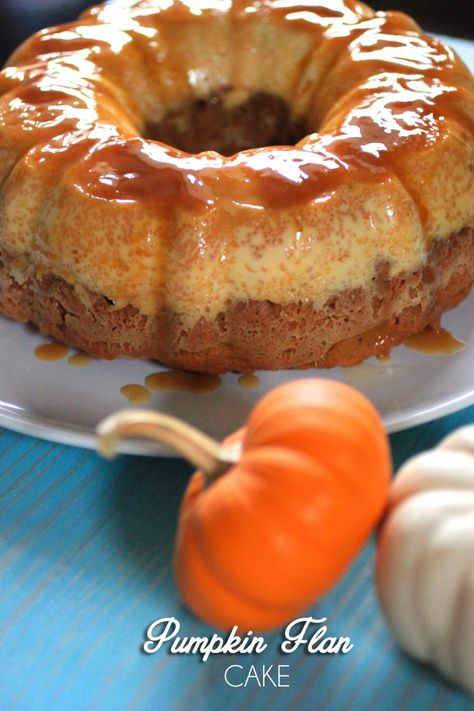 Flan Bundt Cake, Pumpkin Flan Cake Recipe, Pumpkin Cake Mix, Pumpkin Flan, Nadiya Hussain, Caramel Flan, Flan Cake, Resipi Kek, Flan Recipe