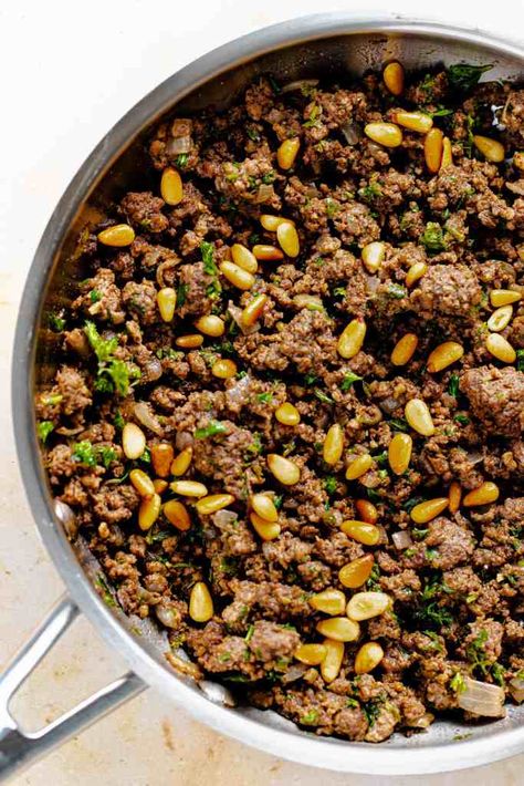 Everyday Hashweh - Deliciously Mediterranean Pasta With Yogurt, Lamb Mince Recipes, Middle Eastern Recipes Arabic Food, Ground Lamb Recipes, Minced Beef Recipes, East Recipes, Minced Meat Recipe, Middle East Food, Veal Recipes