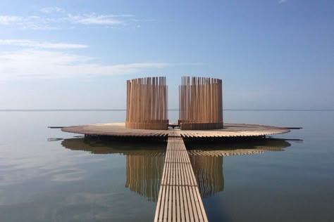 De Streken Waterfront Architecture, Floating Architecture, Bamboo Architecture, Pavilion Design, Floating House, Architecture Student, Dutch Artists, Land Art, Architecture Model