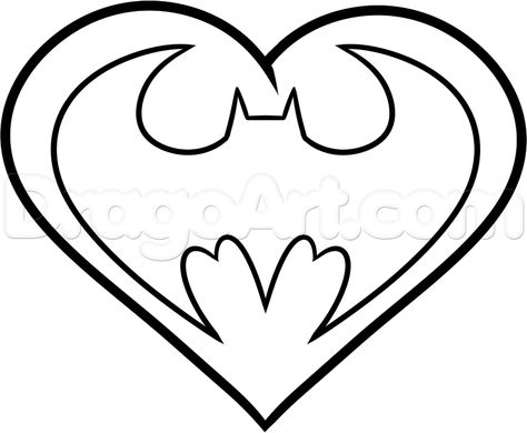 how to draw a batman heart step 5 Batman Valentines Drawing, Simple Batman Drawing, Stuff To Draw For Your Boyfriend, Drawings To Make For Your Boyfriend, Batman Line Art, How To Draw Batman Step By Step, Batman Love Letter, Batman And Hello Kitty Drawing, Batman Valentines Cards