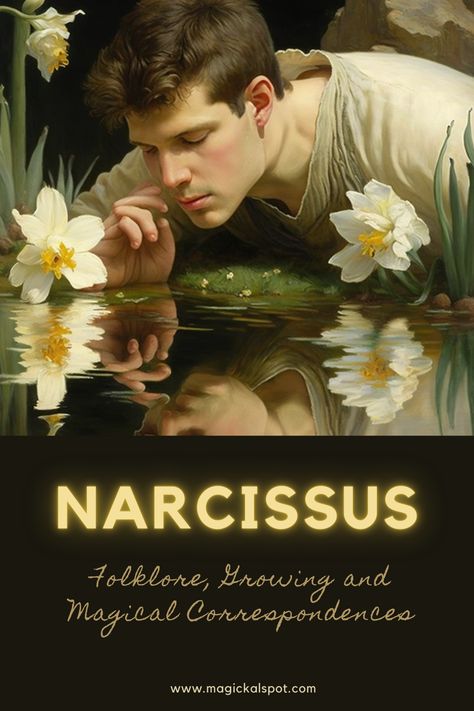 Explore the captivating world of Narcissus, the delicate and enchanting flower with a rich history of mythology and symbolism. From its association with the Greek myth of Narcissus to its magical correspondences in modern spiritual practices, this flower has captured the imaginations of people for centuries. In this article, we delve into the folklore and growing tips of this beautiful flower and uncover its transformative properties. Join us on a journey to the heart of Narcissus! Narcissus Art Greek Mythology, Narcissus Greek Mythology, Narcissus Mythology, Narcissus Myth, Magical Correspondences, Flower Symbolism, Modern Mythology, Mythological Characters, Gods Of Egypt