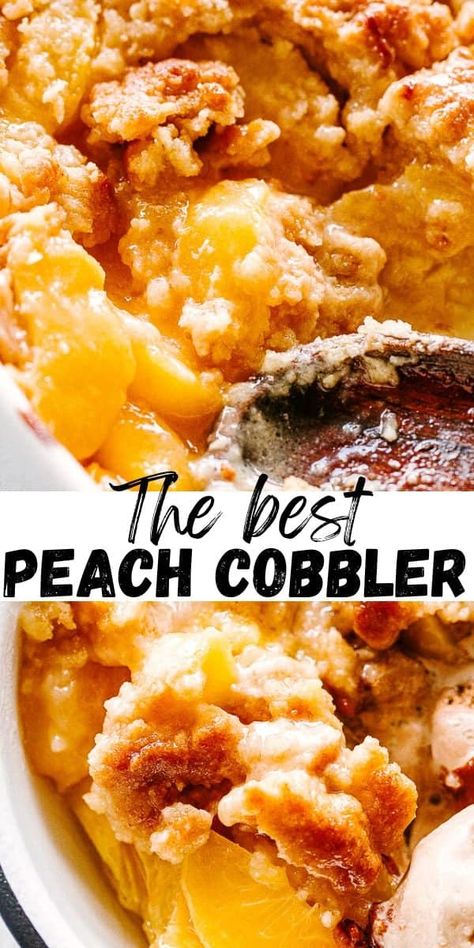 This Peach Cobbler recipe, packed with fresh peaches and a sweet, crumbly topping, is the best and most delicious way to enjoy the richness of summer fruits. Served warm with a scoop of ice cream, it is pure bliss! Grandmas Famous Peach Cobbler, Peach Cobbler Taste Of Home, Martha Stewart Peach Cobbler, Grandmas Peach Cobbler Recipe, Grandma’s Peach Cobbler, Peach Cobbler With Streusel Topping, Make Ahead Peach Cobbler, 8x8 Peach Cobbler Recipe, Peach Cobbler 8x8 Pan