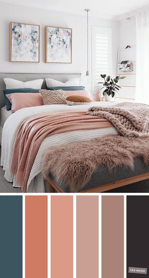 Mauve, Peach and Teal Colour Scheme For Bedroom. Mauve and peach color scheme for home decor From beautiful wall colors to eye-catching Colour Scheme For Bedroom, Teal Colour Scheme, Teal Bedroom Decor, Peach Bedroom, Teal Color Schemes, Teenage Room Decor, Best Bedroom Colors, Teal Bedroom, Bedroom Colour Palette