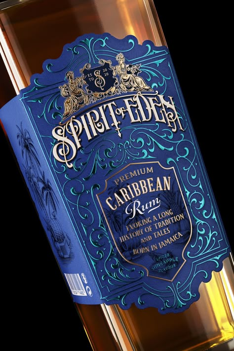 Spirit of Eden Spirits Bottle Design, Purple Gin, Spirits Label Design, Spirits Packaging Design, Luxury Box Design, Vodka Labels, Whiskey Label, Whiskey Brands, Caribbean Rum