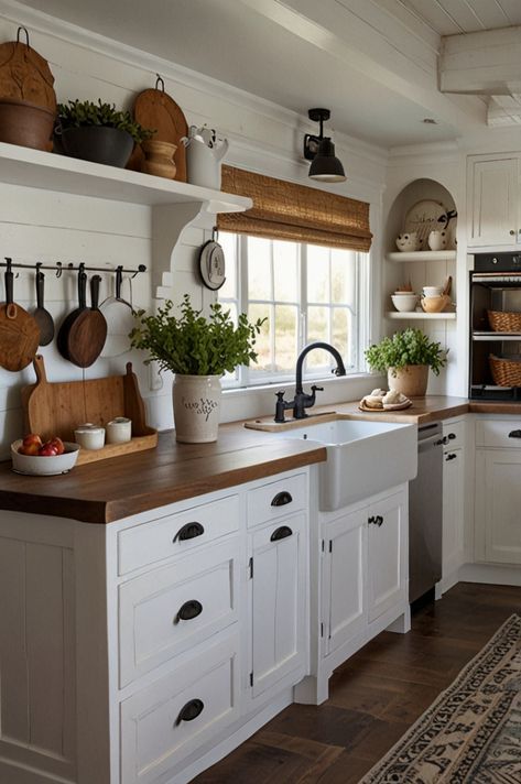 Small Kitchen Remodel White Cabinets, Aesthetic White Kitchen Cabinets, Kitchen Island With Cabinets, Soft White Kitchen, Kitchen Backsplash Ideas White Cabinets, Kitchen Countertops With White Cabinets, Small Cottage Kitchens, Kitchen White Marble, Marble Kitchen Countertops