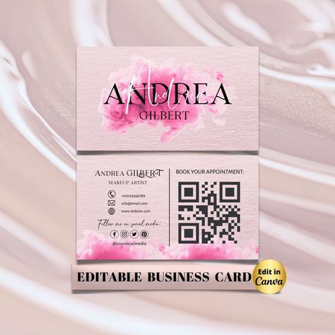 Pin on Business Card TEMPLATES Lipgloss Business Cards, Lipgloss Business Cards Ideas, Pink Visiting Card, Business Card Ideas For Estheticians, Canva Card Design, Etsy Buissness Card, Nail Business Cards Design, Nail Bussines Card Design Ideas, Card Shop Design