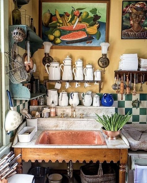 New Orleans Kitchen Design, New Orleans Home Aesthetic, New Orleans Homes Interior, New Orleans Aesthetic Interior, New Orleans Interior Design, Eccentric Kitchen, New Orleans Homes, Bohemian Soul, Willow Creek