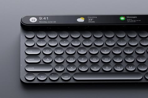 A touch panel gives this ingenious keyboard surprising Apple Touch Bar-inspired user interface - Yanko Design Keyboard Design, Unique Keyboards, Desk Gadgets, Home Office Set Up, Apple Keyboard, Computer Knowledge, New Technology Gadgets, Apple Laptop, Cool New Gadgets