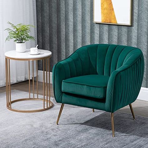 HOMCOM Velvet Armchair Tub chair with Golden Metal Leg Living Room Furniture Green : Amazon.co.uk: Home & Kitchen Green Gold Room, L Shaped Living Room Layout, Velvet Sofa Living Room Ideas, Green Velvet Sofa Living Room, L Shaped Living Room, Velvet Sofa Living Room, Single Couch, Sofa Living Room Ideas, Green Velvet Chair