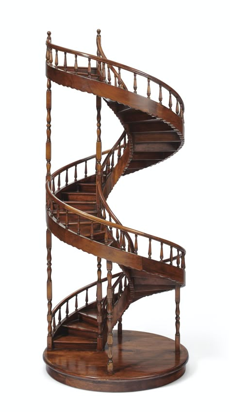 Wood Stair Handrail, Scrapbook Furniture, Spiral Stair, Curiosity Shop, Architectural Model, Spiral Stairs, Wooden Stairs, Architectural Models, Spiral Staircase