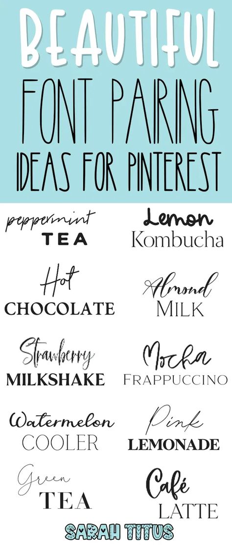 Looking for cute & feminine font pairing ideas for Pinterest? Here's a great set of super modern, professional & elegant best font combination guide ideas and inspiration! #script #sansserif Font Pairing Ideas, Font Websites, Feminine Font, Font Combination, Pairing Ideas, Feminine Fonts, Website Fonts, Fun Fonts, Font Combos