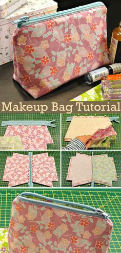 Makeup Pouch Pattern, Sew A Makeup Bag, Makeup Bag Sewing Pattern, Makeup Bag Sewing, Sewing Makeup Bag, Makeup Bag Tutorials, Makeup Bag Diy, Cosmetic Bags Diy, Diy Toiletries