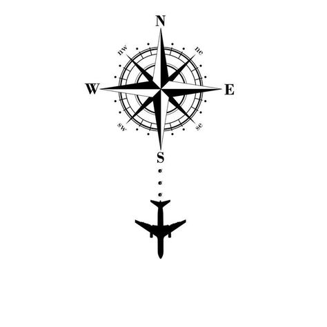 Compass Airplane Tattoo Design, Compass Tattoo With Plane, Compass Plane Tattoo, Compass And Plane Tattoo, Compass Tattoo Stencils For Men, Simple Compass Tattoo Men, Compas Tattoo Designs Men, Compas Tattoo Designs, Compass Tattoo Design Men