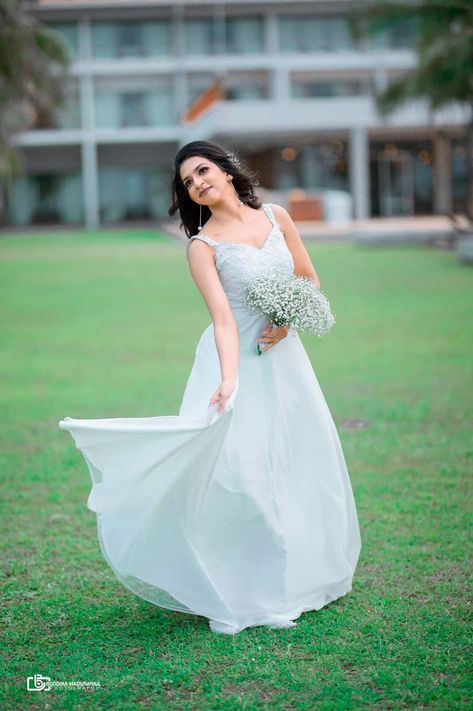 Engagement Frocks, Pre Shoot, White Frock, Short Frocks, Wedding Frocks, Christian Bride, Engagement Look, Kerala Wedding, Dress Couture