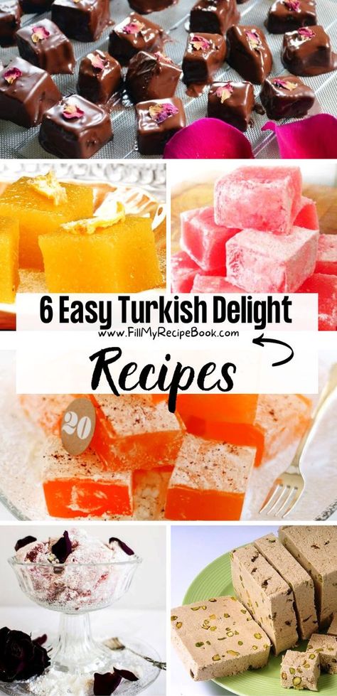 6 Easy Turkish Delight Recipes - Fill My Recipe Book Turkish Delight Recipes, Homemade Turkish Delight, Turkish Recipes Desserts, Delight Recipes, No Bake Truffles, Turkish Sweets, Healthy Candy, My Recipe Book, Eat At Home