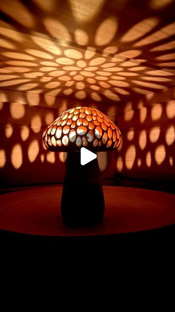 Mushroom Candle Pottery, Ceramic Candle Lantern, Pottery Night Light, Clay Mushroom Candle Holder, Ceramic Mushroom Lamp, Table Lamp Ceramic, Ceramic Candle Lanterns, Clay Lamp Diy, Clay Lanterns Ideas