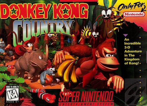 Donky Kong Country. Probably one of my all time favorite franchises. This took 2D gaming to the next level. I remember renting this in the 4th grade from the BX. My sister and I were shocked to see how good the graphics were. Super Nintendo Games, Diddy Kong, Donkey Kong Country, Retro Videos, Retro Video, Retro Games, Nintendo Game, Retro Video Games, Donkey Kong