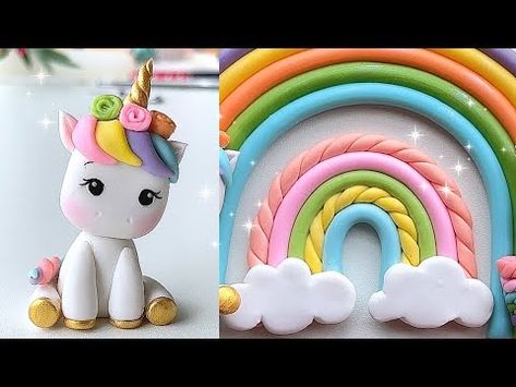 Easy Rainbows and Unicorns with Air Dry Clay | Cold Porcelain Clay | Clay Craft Ideas - YouTube Air Dry Foam Clay Ideas, Foam Clay Ideas, Air Dry Foam Clay, Clay Craft Ideas, Clay Unicorn, Rainbows And Unicorns, Cold Porcelain Clay, Foam Clay, Clay Clay