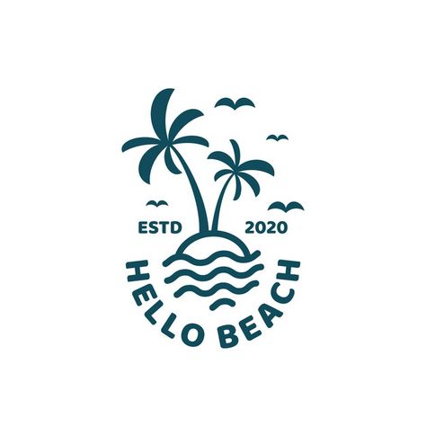 Beach Logo Design Ideas, Coconut Tree Logo, Island Logo Design, Beach Club Logo, Beach Logos, Island Branding, Beach Logo Design, Coconut Logo, Hawaii Logo