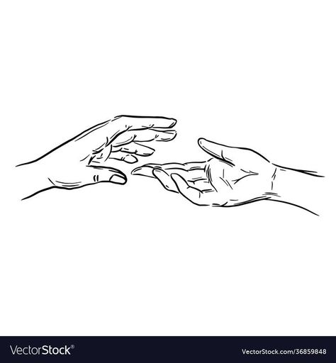 Hand Reaching Out Tattoo, Two Hands Reaching For Each Other, Holding Hands Sketch, Hand Reaching Out Drawing, Holding Hands Drawing, Hand Outline, People Holding Hands, Giving Hands, Hand Silhouette