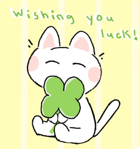 Cats To Cheer You Up, Wish You Luck Quotes, You Did Great Today Cute, Cute Good Luck Notes, Cat Love Message, Good Luck Doodle, You Can Do It Cute, Good Luck Reaction Pic, Goodluck Message For Him