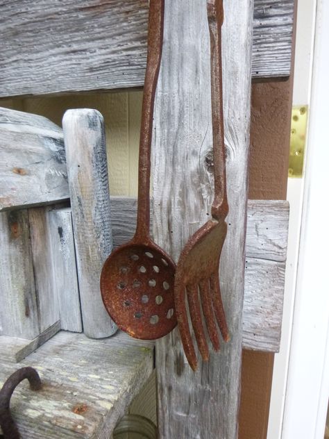 Rusty serving spoon and fork Kitchen Moodboard, Rusty Spoon, Kitchen Mood Board, Serving Spoon, Serving Spoons, Salad Servers, Spoons, Quick Saves