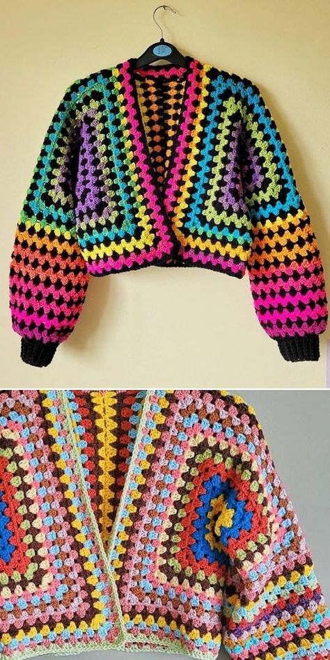 The Granny Hexagon Cardigan is perfect for scraping your leftovers and making a stylish cardigan for your everyday looks. The color combinations could be any you like! Make it bright or pale, colorful or solid — whatever you choose will look eye-catching. The crochet cardigan pattern is free and beginner-friendly. Enjoy! #freecrochetpattern #crochetcardigan #cardigan #grannystitch #grannyhexagon Diy Crochet Cardigan, Hexagon Crochet Pattern, Modern Haken, Hexagon Cardigan, Crochet Granny Stitch, Cardigan Pattern Free, Crochet Cardigan Free, Crochet Cardigan Pattern Free, Crochet Sweater Pattern Free