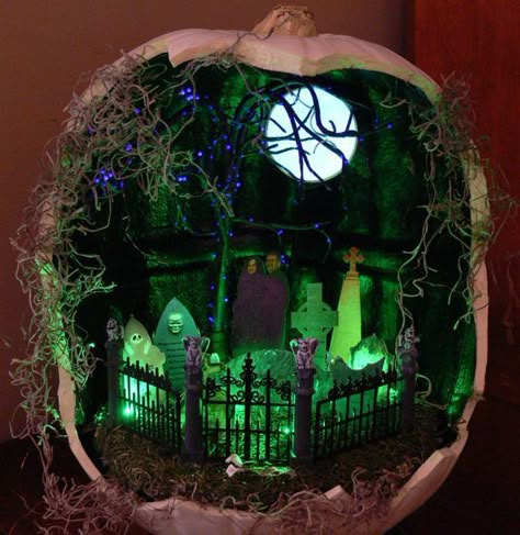 Pumpkin Diorama, Halloween Fairy Garden, Halloween Diorama, Spooky World, Casa Halloween, Pumpkin Contest, Halloween Fairy, Halloween Crafts Decorations, Diy Halloween Decor