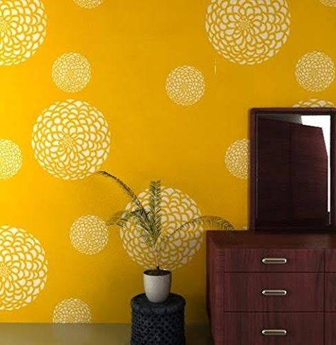 Best Wall Painting, Wall Texture Ideas, Wall Painting Stencils, Flower Stencils, Hall Colour, Texture Ideas, Painting Stencils, Stencil Painting On Walls, Texture Wall