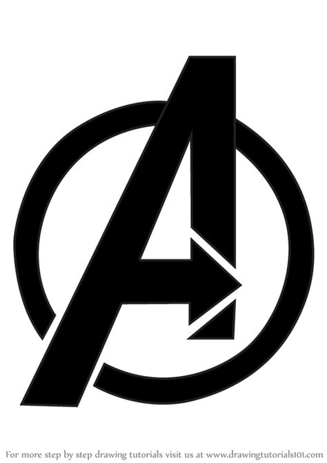 Learn How to Draw Avengers Logo (Brand Logos) Step by Step : Drawing Tutorials Avengers Logos Symbols, How To Draw Avengers, Logo Avengers, Avengers Symbols, Avengers Room, Avengers Drawings, Hero Logo, Avengers Logo, Marvel Logo