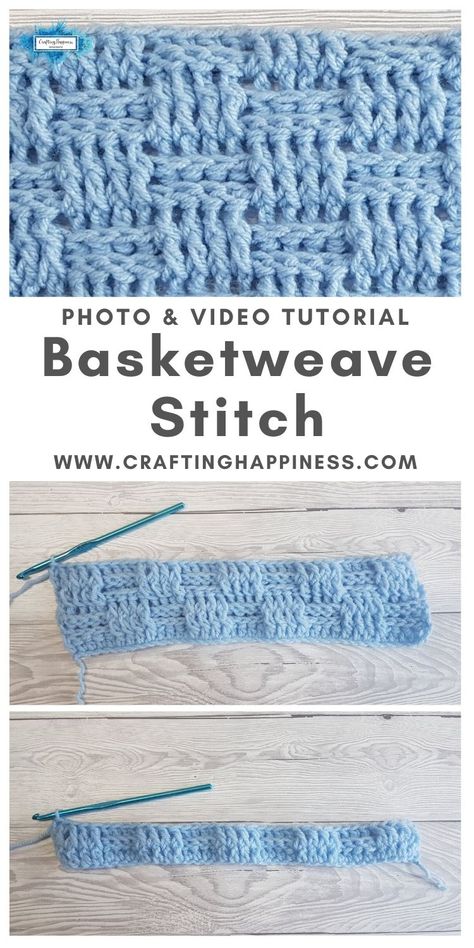 Crochet Basket Stitch Pattern, Crochet Weaving Pattern, Easy Step By Step Crochet For Beginners, Crochet Basket Weave Pattern Free, Blanket Crochet Stitch Pattern, Crochet Basket Stitch, Basket Stitch Crochet, Crochet Weave Stitch, Crochet Tutorials Videos