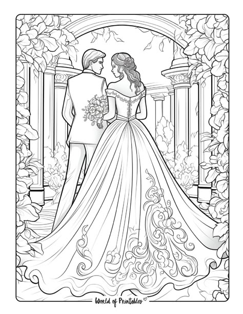 Wedding Colouring Book, Bridal Illustration, Lion Coloring, Western Couple, Wedding Coloring Pages, People Coloring Pages, Manga Coloring Book, Engagement Mehndi, Valentines Day Coloring Page