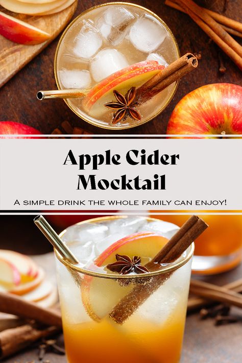 Virgin Apple Cider Cocktail, Mocktail Apple Cider, Cider Mocktail Ideas, Easy Fall Mocktail Recipe, Non Alcoholic Drinks Thanksgiving, Thanksgiving Mocktail Recipe Easy, Fall Mock Tails, Apple Cider Mocktail Recipe, Thanksgiving Non Alcoholic Drinks