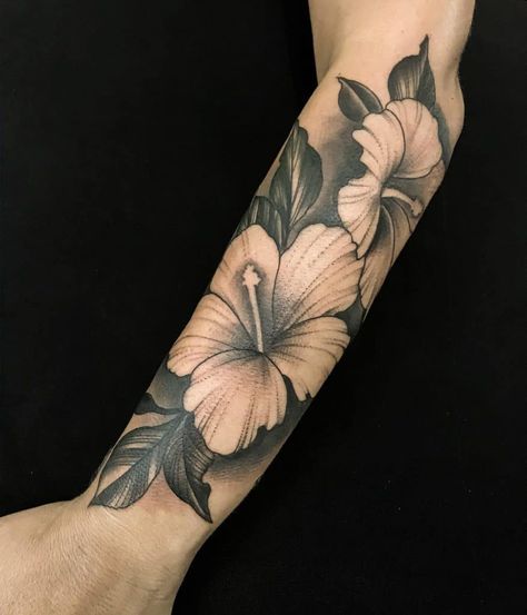 Top 61 Best Hawaiian Flower Tattoo Ideas - [2021 Inspiration Guide] Hawaiian Flower Tattoos Men, Beach Flower Sleeve Tattoo, Hibiscus Tattoo For Men, Hibiscus Sleeve Tattoo For Women, Leafy Sleeve Tattoo, Tropical Flower Tattoos For Women, Flower Tattoo With Shading, Maga Flower Tattoo, Hawaiian Sleeve Tattoo Women