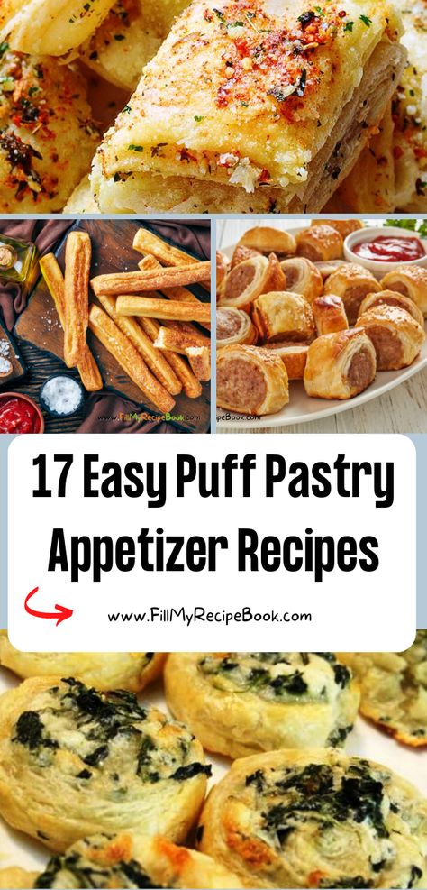 17 Easy Puff Pastry Appetizer Recipes that are finger food for a starter. Savory make ahead snacks for parties or for seasonal holidays. Easy Puff Pastry Appetizers, Starters Snacks, Food Starters, Snacks Savory, Puff Pastry Recipes Appetizers, Puff Pastry Appetizer, Easy Puff Pastry Recipe, Puff Pastry Recipes Dessert, Savory Puff Pastry