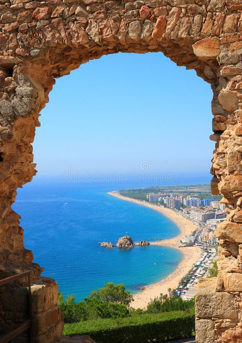 Blanes view (Costa Brava, Spain). Blanes beach view through an arch (Costa Brava , #Sponsored, #Costa, #Brava, #Blanes, #view, #arch #ad Wallpaper Accents, Costa Del Sol Spain, Costa Brava, Spain And Portugal, Spain Travel, Places Around The World, Marbella, Malaga, Wonderful Places