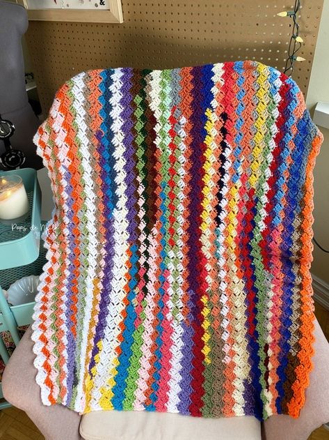 Scrappy Afghan Crochet, Scrap Afghan Crochet Patterns, Left Over Yarn Crochet Blankets, Scrappy Crochet Blanket, Stash Buster Crochet Blanket, Crochet Scrap Yarn Blanket, Scrap Yarn Blanket, Nerdy Crochet Patterns, Scrappy Crochet