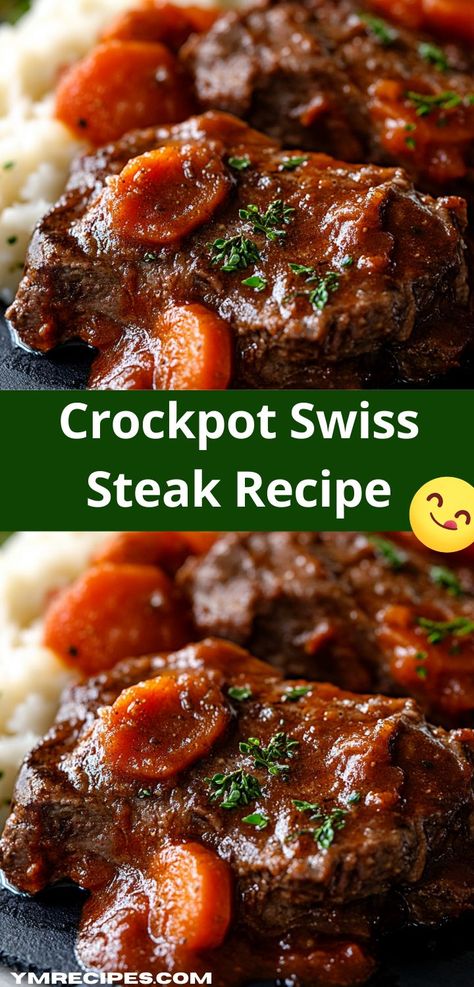 Need a flavorful dinner that requires minimal effort? Discover the Crockpot Swiss Steak Recipe, featuring melt-in-your-mouth beef and a savory sauce. This family-friendly meal is perfect for busy evenings or cozy weekends at home. Crockpot Swiss Steak Recipes, Dinner Ideas Easy Beef, Swiss Steaks, Crockpot Swiss Steak, Beef Ground Recipes, Swiss Steak Crockpot, Tasty Ground Beef Recipes, Simple Ground Beef Recipes, Swiss Steak Recipe