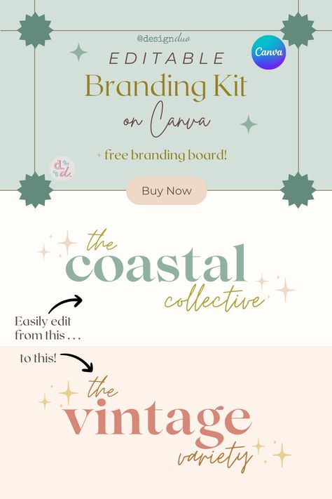 Canva Branding Kit, Canva Branding, Branding Aesthetic, Boho Branding, Branding Kits, Secondary Logo, Diy Logo, Coastal Aesthetic, Aesthetic Shop