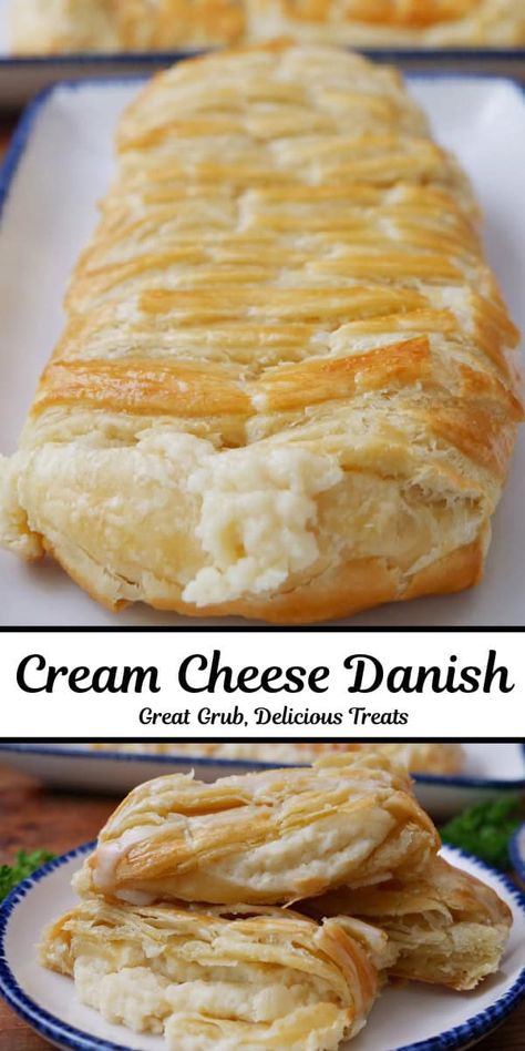 Cream Cheese Danish Braid Betty Crocker Danish Puff, Apple Caramel Puff Pastry Braid With Cream Cheese Filling, Air Fryer Cream Cheese Danish, Pastry Cream Cheese Filling, Croissant Cheese Danish, Danish Pastry Dough Recipes, Cream Cheese Breakfast Danish, Cream Cheese Filling For Danish, Cheese Danish Casserole