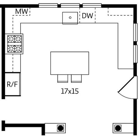 Kitchen Layout U Shaped, Kitchen Decoration Diy, Island House Plans, Kitchen Design Layout Island, Kitchen With Island Layout, Closed Floor Plan, U Shaped House Plans, U Shaped Houses, Best Kitchen Layout