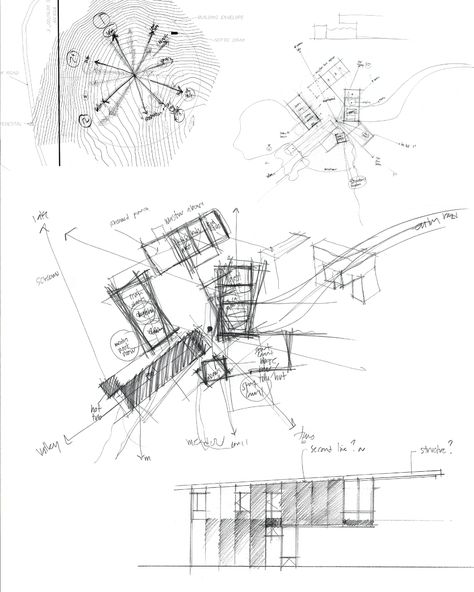 ​How Architecture Is Born: 8 Pencil Sketches by Tom Kundig and the Buildings They Inspired - Architizer Journal Architecture Journal, Conceptual Sketches, Plans Architecture, Model Sketch, Architecture Concept Diagram, Architecture Sketchbook, Architecture Design Sketch, Concept Diagram, Architecture Concept Drawings