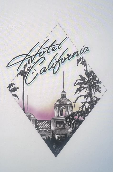 The Eagles Band Tattoo, The Eagles Tattoo, Hotel California Tattoo, California Tattoo Ideas, Eagles Tattoo, Tattoo Collage, Eagles Hotel California, California Tattoo, Eagles Band