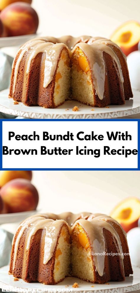 Need a show-stopping dessert for your next celebration? Discover the Peach Bundt Cake with Brown Butter Icing. This recipe combines delicious peach flavor with a rich icing, making it a favorite for any festive occasion. Peach Bundt Cake, Butter Icing Recipe, Brown Butter Icing, Bundt Recipes, Bundt Cake Recipes, Sally's Baking, Butter Icing, Peach Cake, Salty Cake