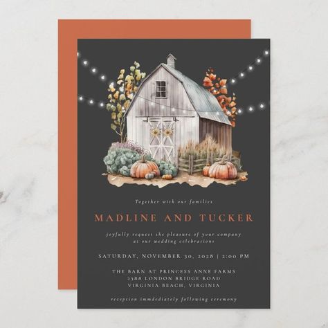 Twinkling String Lights, Floral String Lights, Rustic Invitation, Fall Bridal Shower Invites, Fall Barn Wedding, Barn Lights, Rustic Bridal Shower Invitations, Barn Dance, Wedding Postcard