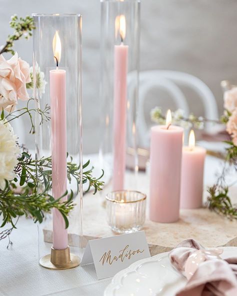 Loving this soft and feminine table styling featuring our Pillar and Dinner Candles in 'Pastel Pink'. @mawarrafunctions Venue @thesmallthingsco Table Décor + Styling @eventmerchantco Crockery, Cutlery + Glassware @fleurdelis.melbourne Florals @willowtreeevents Arbour, Plinths, Cake Stands + Sofa @lepetitjoliemelbourne Macarons  @t_withcake @seedandcoat @petitepaper.co  @creativedistinction  @tablearteventhire  @openairevents  @foxandhart  @neongardeneventhire @southernlightscandleco @monkeephoto Pink Pillar Candles, Pastel Pink Wedding, Pink Taper Candles, Shower Candles, Colored Taper Candles, Glass Taper Candle Holders, Pillar Candles Wedding, Pastel Candle, Baby Shower Candles