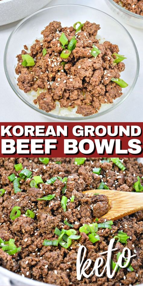 Keto Korean Beef, Ground Beef Bowls, Spicy Korean Beef, Keto Korean, Keto Chinese Food, Beef Bowl Recipe, Korean Beef Recipes, Bowl Recipes Easy, Korean Ground Beef