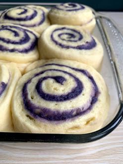 Ube Ensaymada Recipe Soft, Ube Ensaymada Recipe, Ube Cinnamon Roll Recipe, Ube Roll Cake Recipe, Ube Ensaymada, Ube Roll, Ube Dessert Recipe, Ube Desserts, Ube Dessert